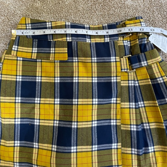 Wego Japan Blue and Yellow Plaid Pleated Mini Skirt SKORT XS - Picture 3 of 6
